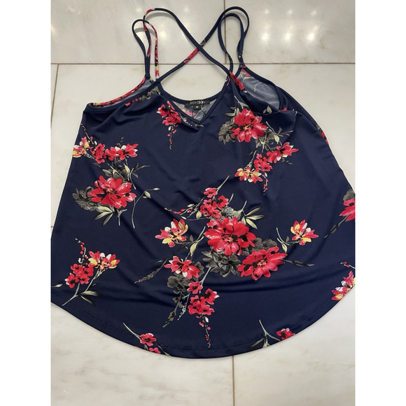 PaperMoon Petite Basins Cross back Navy Floral Swing Tank New With Tags Sz Small - Picture 1 of 9